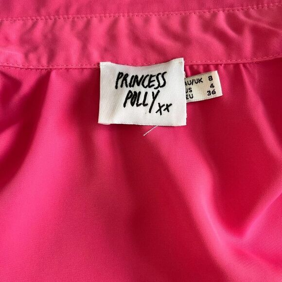 Princess Polly Gonzalo Shirt Pink Tie Front Long Sleeve US Size 4 EUC - Picture 5 of 9